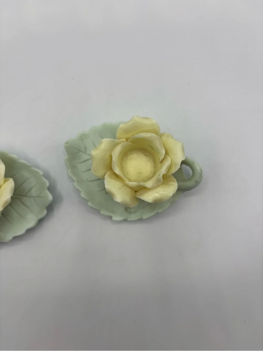 Vintage Mini Rose leaf CANDLE HOLDER Ardalt Japan Set Of Two